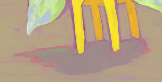 close up of a digital painting, showing a grey-ish shadow with a more saturated outline