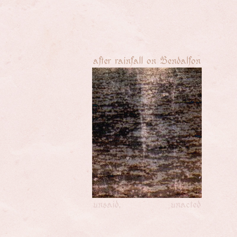 pale pink album cover, with a dark and textured rectangle off-centered.