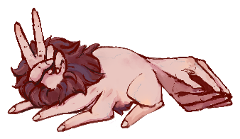 digital drawing of a hand creature with six finger-legs, making a peace sign with their head-hand