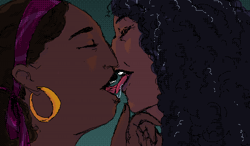 blood drips (...) cg. iphigenia and zenobia kiss.